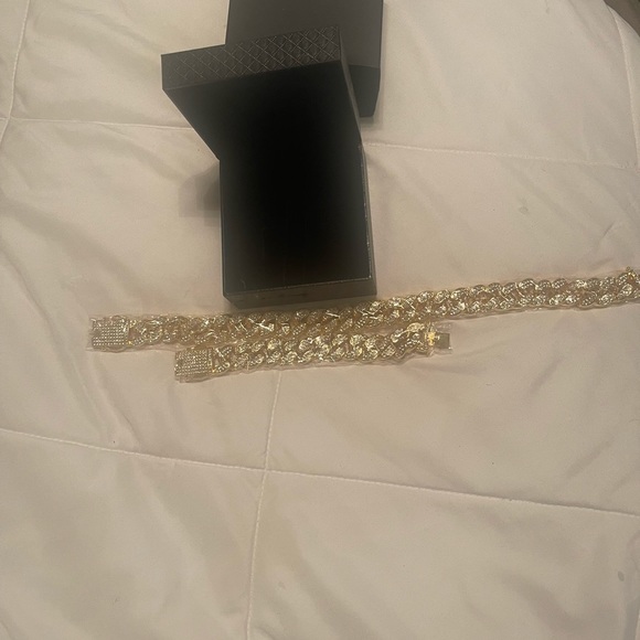 New Gold Cuban Link Necklace 16” and Bracelet Set 7” - Picture 3 of 3